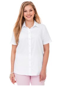 sheego Große Größen Stretchbluse mit kurzem Arm, leicht tailliert, weiß, Größe 46 - Damen