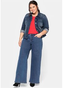 sheego Große Größen Jeansjacke in leicht taillierter Form, blue denim, Größe 42 - Damen