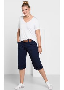 sheego Große Größen 3/4-Hose mit Krempelfunktion, marine, Größe 50 - Damen