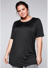 sheego Große Größen Funktionsshirt in Longform, schwarz, Größe 44/46 - Damen