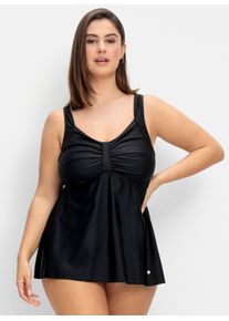 sheego Große Größen Tankini-Oberteil mit Raffung im Brustbereich, schwarz, Größe 48D - Damen