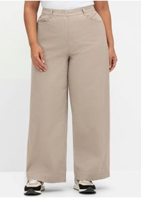 sheego Große Größen Chinohose mit weitem Bein, helltaupe, Größe 42 - Damen