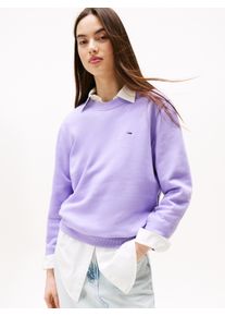 Tommy Jeans Damen Sweatshirt "TJW REG S FLAG CREW"ophelia lila, casual, Gr. XL, unifarben, Sweatware, Obermaterial: 80% Baumwolle, 20% Polyester,