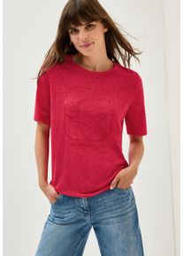 Cecil Damen T-Shirtglazed apple rot, Gr. M, unifarben, Jersey, Obermaterial: 55% Polyester, 45% Viskose, Shirts, mit tonalem Print