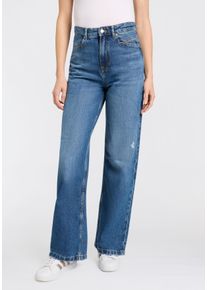 BOSS Orange Damen Weite Jeans "Marlene High Rise Premium Damenmode"navy 419, casual, Gr. 27, unifarben, Destroyed-Effekte, Denim/Jeans, Obermaterial: