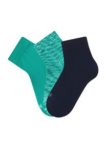 H.I.S. H.I.S Damen Kurzsocken, Gr. 351x marine, 1x grün, 1x grün meliert, Baumwollmischung, uni und melange, Socken, zweimal uni, einmal meliert