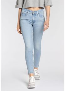 Levi's LEVI'S Damen Röhrenjeans "711 DOUBLE BUTTON", blau, casual, Gr. 28, Denim/Jeans, Obermaterial: 85% Baumwolle, 7% Lyocell, 6% Elastomultiester, 2%