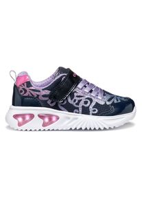 Geox Kinder Sneaker "J ASSISTER GIRL Blinkschuh", Gr. 24, blau, Textil, Synthetik, modisch, Schuhe, Klettschuh mit bunt glitzerndem Schleifchen