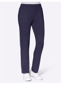 Damen Schlupfhose, blau, Gr. 48, unifarben, 100% Baumwolle, Hosen