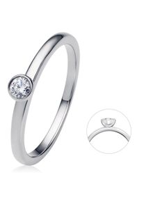 ONE ELEMENT Damen Diamantring "0.1 ct Diamant Brillant Zarge Ring aus 585 Weißgold", 58, Weißgold 585-Diamanten, silber, Weißgold 585, Diamanten,