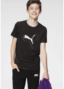 Puma Kinder T-Shirt "ESS+ LOGO LAB GRAPHIC TEE B", schwarz, sportlich, Gr. 140, bedruckt, Jersey, Obermaterial: 100% Baumwolle, Shirts, Für Kinder