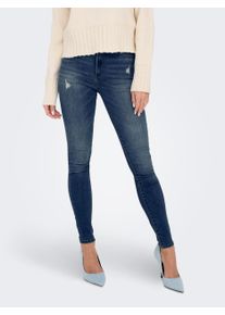 Only Damen Skinny-fit-Jeans "ONLROSE HW SKINNY DNM GUA NOOS", blau, modisch, Gr. L, unifarben, Denim/Jeans, Obermaterial: 56% Baumwolle, 39%