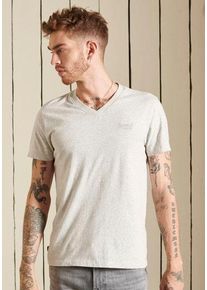 Superdry Herren V-Shirt "VINTAGE LOGO EMB VEE", grau, modisch, Gr. XXL, meliert, Single Jersey, Obermaterial: 100% Baumwolle, Shirts