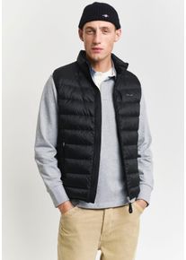 Gant Herren Steppweste "LIGHT GILET", schwarz, casual, Gr. M, unifarben, Web, Obermaterial: 100% Polyester, Westen, im Streifen-Stepp-Look
