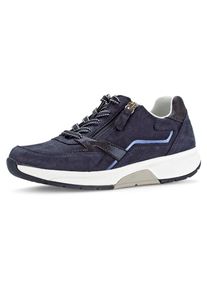 Damen Keilsneaker, Gabor Rollingsoft, Gr. 43, blau, Nubukleder, sportlich, Schuhe, mit OPTIFIT-Wechselfußbett, Freizeitschuh, Halbschuh, Schnürschuh