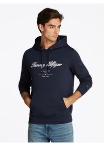 Tommy Hilfiger Herren Hoodie "SCRIPT LOGO HOODY", blau, casual, Gr. L, Sweatware, Obermaterial: 63% Baumwolle, 37% Polyester, Sweatshirts, mit