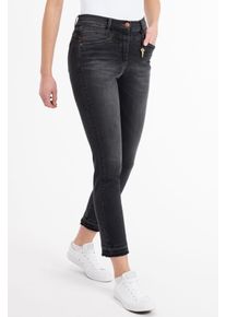 Recover Pants Damen Slim-fit-Jeans "Wiebke", schwarz, casual, Gr. 42, unifarben, 97% Baumwolle;3% Elasthan, Jeans, mit Stickerei auf den Gesäßtaschen