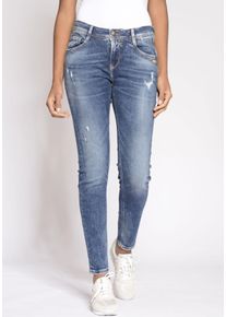 Gang Damen Relax-fit-Jeans "94AMELIE", blau, casual, Gr. 26, unifarben, leichte Abriebeffekte, Destroyed-Effekte, Denim/Jeans, Obermaterial: 89%