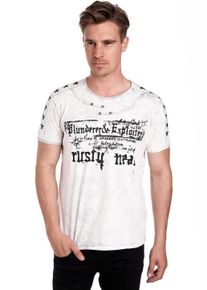 Rusty Neal Herren T-Shirt, weiß, Gr. XXL, Batikmuster, mehrfarbig, 100% Baumwolle, Shirts, in melierter Optik