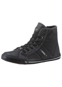 Mustang Shoes Damen Sneaker, Gr. 37, schwarz, Textil, Lederimitat, sportlich, Schuhe, High Top-Sneaker, Schnürschuh mit Label in der Laufsohle