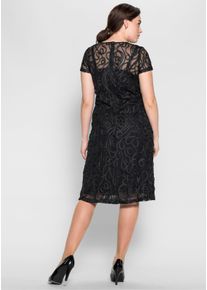 sheego Große Größen Cocktailkleid mit Zierborten, schwarz, Größe 48 - Damen