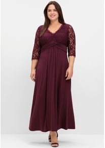 sheego Große Größen Abendkleid mit Oberteil aus Spitze, burgund, Größe 58 - Damen