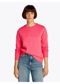 Tommy Jeans Damen Sweatshirt "TJW REG S FLAG CREW"amour, casual, Gr. S, unifarben, Sweatware, Obermaterial: 80% Baumwolle, 20% Polyester,
