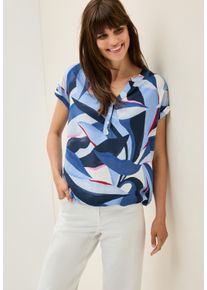 Cecil Damen Kurzarmbluseurban navy blau, casual, Gr. XL, bedruckt, Web, Obermaterial: 100% Viskose, Blusen, mit All-Over Print