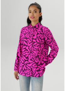 Damen Hemdblusefuchsia, bordeaux, casual, Gr. 48, Aniston SELECTED, Web, Obermaterial: 100% Viskose, Blusen, mit fantasievollen Alloverdruck - NEUE
