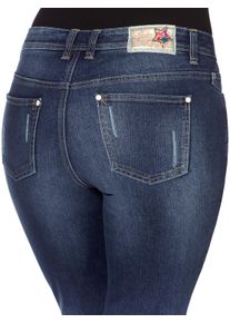 sheego by Joe Browns sheego Große Größen Bootcut-Jeans im Used-Look, dark blue denim, Größe 23 - Damen