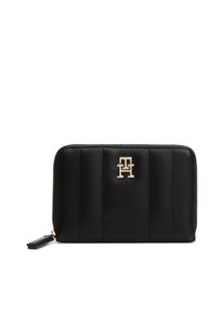 Tommy Hilfiger Geldbörse "TH FEMININE MED ZA", schwarz, Lederimitat, unifarben, elegant, Kleinlederwaren, Damen Geldbeutel, Portemonnai mit