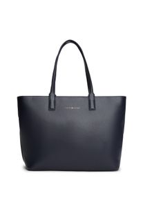 Tommy Hilfiger Damen Tragetasche "TH LOGOTAPE TOTE", blau, Lederimitat, unifarben, Taschen, Damen Henkeltasche, Schultertasche mit doppeltem