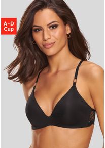 Lascana Damen Push-up-BH, Gr. 85, schwarz, Microtouch, Spitze, Obermaterial: 60% Polyamid, 35% Polyester, 5% Elasthan, feminin, BHs, ohne Bügel mit