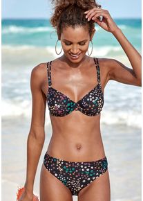s.Oliver Damen Bügel-Bikini-Top "Milly", schwarz, Gr. 36, floral, Polyamid, Bikini-Oberteile, mit kleinen Ringen am Träger