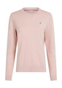 Tommy Hilfiger Damen Rundhalspullover "CO JERSEY STITCH LS C-NK SWT", pink, casual, Gr. M, unifarben, Strick, Obermaterial: 67% Baumwolle, 33%