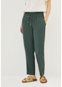 Cecil Damen Stoffhoseschwarz balmy khaki, casual, Gr. XS, unifarben, Stoff, 100% Viskose, Hosen, Elastikbund mit Tunnelzug