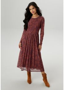 Damen Midikleidocker, cognac, modisch, Gr. 46, Aniston SELECTED, gemustert, bedruckt, Mesh, Obermaterial: 95% Polyester, 5% Elasthan. Futter: 100%