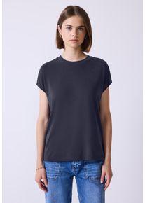Damen T-Shirtschwarz void blau, casual, Gr. 36, STREET ONE STUDIO, unifarben, Stoff, 75% Modal, 25% Polyester, Shirts, mit Rundhalsausschnitt