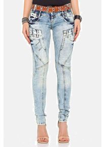 Cipo & Baxx CIPO & BAXX Damen Slim-fit-Jeans "Jeans", blau, Basic, Gr. 31, unifarben, 98% Baumwolle;2% Elasthan, Jeans, in Slim Fit, WD216