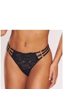 JETTE Damen String-Ouvert, Gr. 36, schwarz, Spitze, Mesh, Obermaterial: 90% Polyamid, 10% Elasthan, Unterhosen, mit aufregender Öffnung, sexy