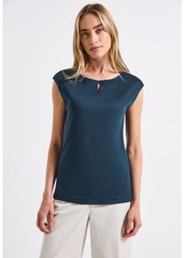 Street One Damen T-Shirt, blau, casual, Gr. 36, unifarben, Web, Stoff, 50% Baumwolle, 50% Modal, Shirts, im soften Baumwoll-Mix