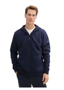Tom Tailor Herren Kapuzensweatjacke, blau, casual, Gr. S, unifarben, Sweatware, Obermaterial: 70% Baumwolle, 30% Polyester, Sweatjacken, mit Kapuze