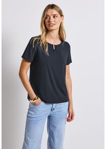 Street One Damen T-Shirtdeepwater blau, casual, Gr. 36, unifarben, Stoff, 96% Viskose, 4% Elasthan, Shirts, aus elastischem Materialmix