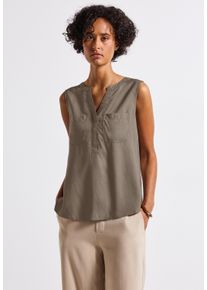 Street One Damen Blusentopschwarz tumbled beige, casual, Gr. 40, unifarben, Stoff, 100% Viskose, Blusen, mit Brusttaschen