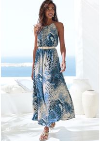 Lascana Damen Maxikleid, blau, modisch, Gr. 36, bedruckt, Web, Obermaterial: 100% Viskose, Kleider, mit Alloverprint, leichtes Sommerkleid,