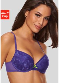Vivance Damen Push-up-BH, Gr. 85, blau, Spitze, Obermaterial: 60% Polyamid, 35% Polyester, 5% Elasthan, modisch, BHs, mit Bügel aus hübscher Spitze