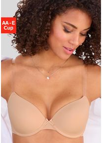 Lascana Damen Schalen-BH "Ela", Gr. 75, braun, Microtouch, Obermaterial: 82% Polyamid (TACTEL), 18% Elasthan (LYCRA), Basic, BHs, mit transparenten