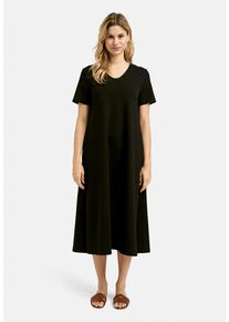 Smith & Soul SMITH & SOUL Damen Sommerkleid, schwarz, casual, Gr. S, unifarben, Material: 70% Baumwolle, 25% Polyester, 5% Elasthan, Kleider, mit V-Ausschnitt