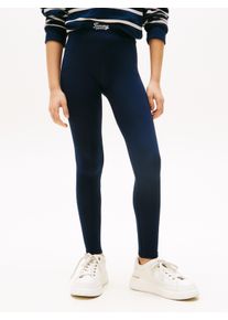 Tommy Hilfiger Mädchen Leggings "LEGGINGS", blau, casual, Gr. 7, unifarben, Jersey, Obermaterial: 78% Baumwolle, 18% Polyester, 4% Elasthan, Hosen,