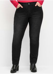 sheego Große Größen Jeans schmal, mit extra-weitem Oberschenkel, black denim, Größe 22 - Damen